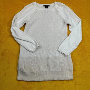 Design 365 Long Sleeve Knit Sweater Womens Size Medium Cream Gold